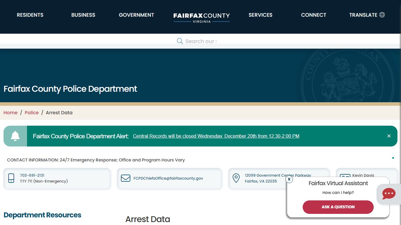 Arrest Data | Police - Fairfax County